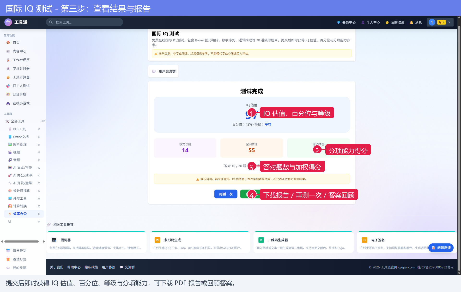 查看 IQ 结果与下载报告